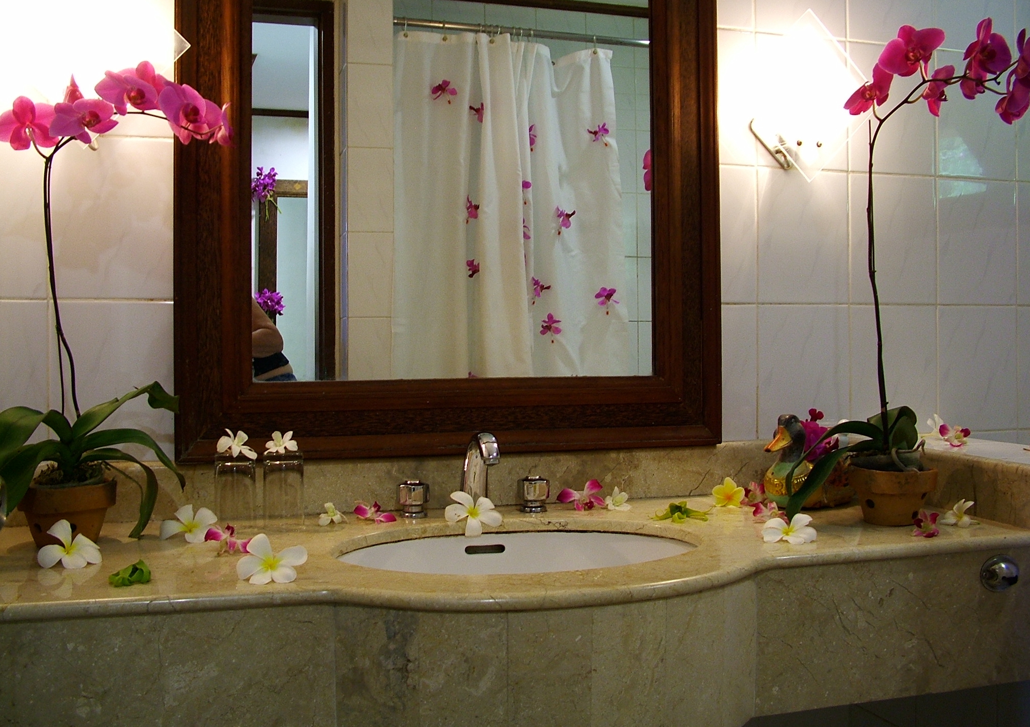 Прикрасити стіни у ванній кімнаті;   Прикрасити дзеркало у ванній кімнаті;   Прикрасити підлогу в ванній кімнаті;   Прикрасити полки у ванній;   Прикрасити вікно у ванній кімнаті;   Прикрасити двері ванної