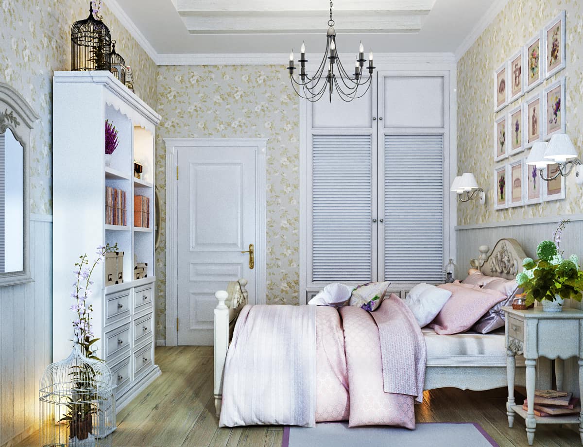 Чудовий інтер'єр спальні наповнений простотою і комфортом французького стилю