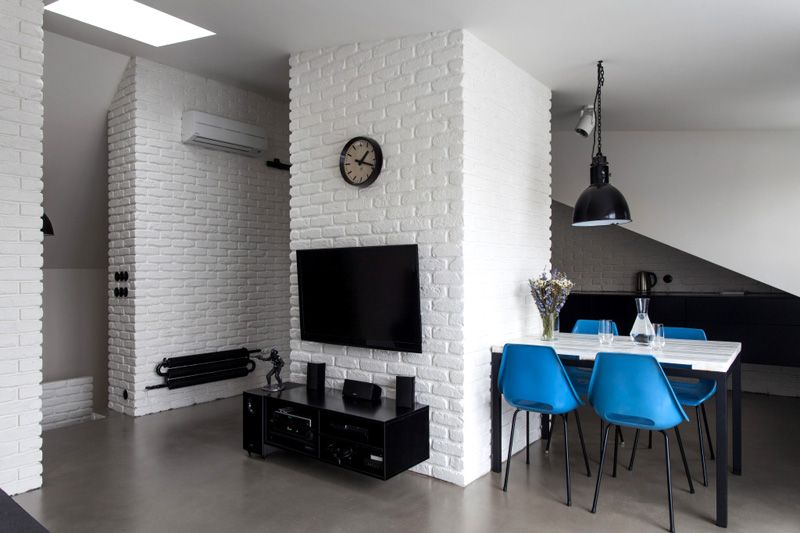 Білі стіни з цегли підходять для інтер'єрів в таких стилях, як модерн,   середземноморський   , Лофт, фьюжн або   хай тек